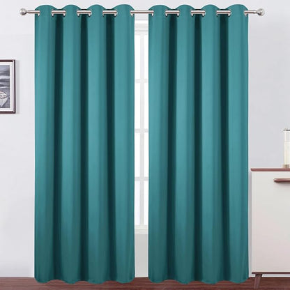 Blackout Curtains 52 x 90 Inch Long Sea Teal Curtains Set of 2 Panels Room by Lemomo