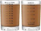 2 Pack Shot Glass Measuring Cup Set,3 oz/90ML Liquid Heavy High Espresso Glass Cup,Dishwasher Safe,Measurement of Dry and Liquid Ingredients(Black)