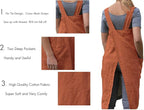 Women's Pinafore Square Apron Baking Cooking Gardening Works Cross Back Cotton/Linen Blend Dress with 2 Pockets