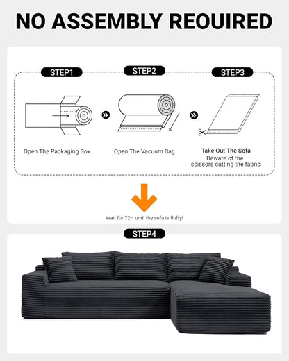 108" Cloud Sectional Couch, Modern Modular Sectional Sofa - Image 4
