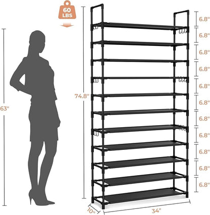 LANTEFUL 11 Tiers Tall Shoe Rack Holds 55 Pairs of Shoes - Image 3