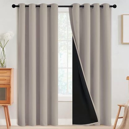SimpleHome Natural 100% Blackout Curtains Room Darkening Living Room 90L | by SimpleHome