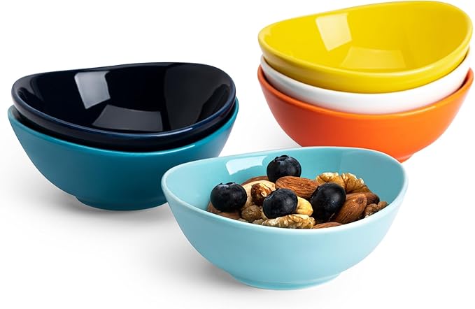Sweese 4 oz Very Small Porcelain Bowls - Set of 6 Sauce, Salsa, Dipping, Ceramic Bowls for Condiments & Charcuterie - Rainbow Colored