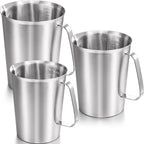 Flutesan 3 Pcs Stainless Steel Measuring Cups Measuring Pitcher with Handle with Markings for Latte Art, Water Pouring 2/4/8 Cup (16/32/64 oz)