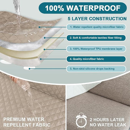 Turquoize 100% Waterproof Futon Cover Futon Slipcover Washable Armless Sofa Bed - Image 3