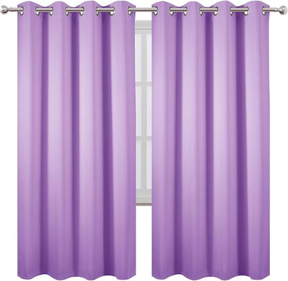 Blackout Curtains 66 x 72 Inch Long Lavender Curtains Set of 2 Panels Room - Image 2