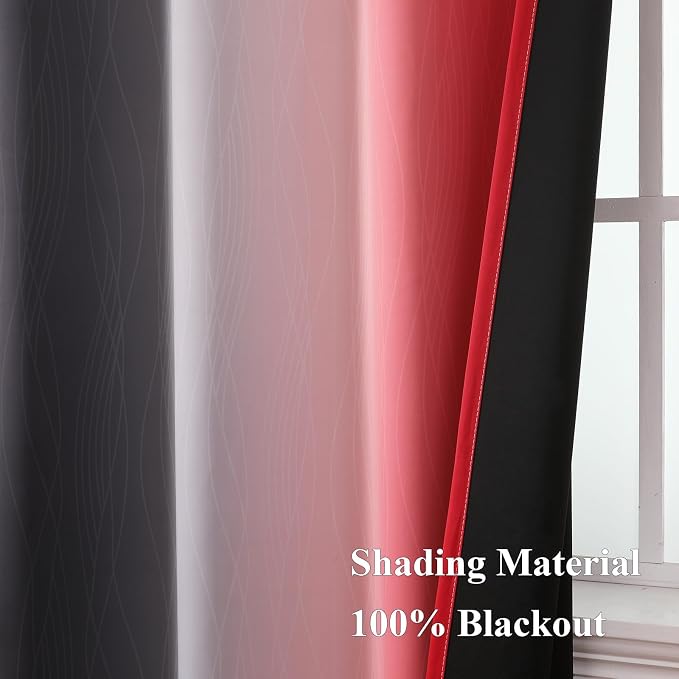 Red and Black Ombre Blackout Curtains - Image 5