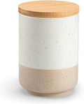 vancasso Sabine Small Ceramic Canister with Airtight Wood Lid - 18 oz Kitchen Storage for Coffee, Sugar, Tea & Spices - Compact Countertop Jar