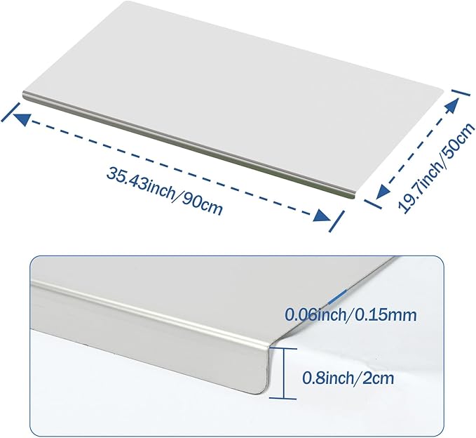 304 Stainless Steel Cutting Board with Rolling Pin&Non-Slip Mat, Cutting Chopping Boards with Lip Large Heavy Duty Baking Board for Meat Vegetables Fruits Cheese Bread Pastry- 35.4”L x 19.7”W