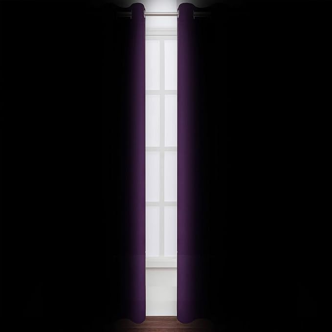 Purple Blackout Curtains 52 x 84 Inch Length/Set of 2 Curtain Panels/Thermal - Image 3