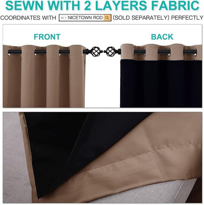 NICETOWN Bedroom Full Blackout Curtain Panels, Super Thick Insulated Window - Image 5