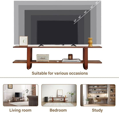 Welnow Low Bamboo TV Stand for Up to 65 Inch, Small Mid Century Modern - Image 8