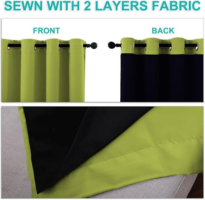NICETOWN 100% Blackout Window Curtain Panels, Fresh Green, Cold and Full Light - Image 5
