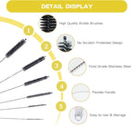 Straw Cleaner Brush Set,6 Piece Long Drinking Straws Cleaning Brush Pipe Tube Tiny Brushes 10-inch,Black