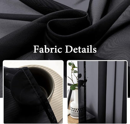 MIULEE 2 Panels Sheer Curtains for Living Room 54 X 45 Inches Black | Window - Image 3