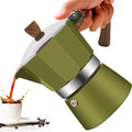 3 Cup Aluminum Moka Pot Classic Stovetop Espresso Coffee Maker 150ml 5oz Coffeemaker Percolator Mocha Pot Greca Coffee Maker Cafe Makers for Italian and Cuban Café Brewing Green
