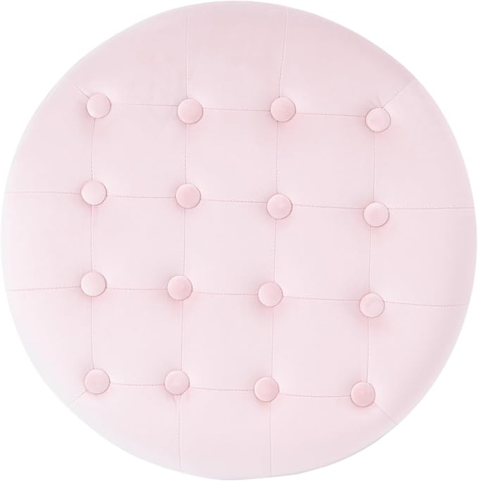 Homepop Home Decor | Upholstered Round Velvet Tufted Foot Rest Ottoman | Ottoman - Image 9