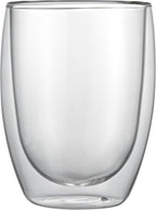 Restaurantware-Forma Professional 11.8 Ounce Double Wall Coffee Cups, 12 Insulated Latte Glasses - Dishwashable, Reusable, Clear Glass Beverage Cups, Freezable, For Hot Or Cold Beverages