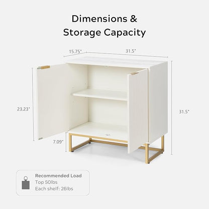 EYYTHUNG Fluted Storage Cabinets Set of 2, Sideboard Buffet Cabinet Accent - Image 2