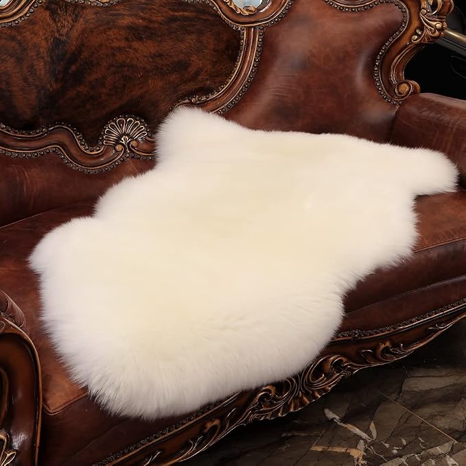 IRIWOOL Premium Genuine Fur Sheepskin Rug Real Australia Sheepskin Natural - Image 7