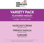 San Francisco Bay Compostable Coffee Pods - Variety Pack Flavored (40 Ct) K Cup Compatible including Keurig 2.0, Hazelnut, Cinnamon, Caramel, Vanilla Flavored Coffee