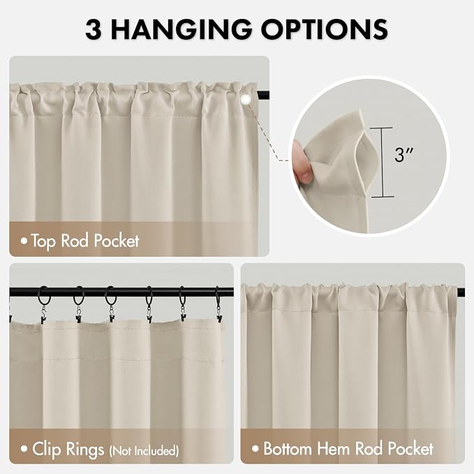 MIULEE Beige White Blackout Curtains 4 Panels Set 72 Inch Length Bedroom | - Image 8