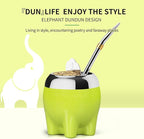 Premium Yerba Mate Cup 5 in 1 Set, Including Cute Elephant Style Stainless Steel Gourd, Bombilla Straw and Tea Shaper Set, 5.4oz, Gift for Women Drinking Cup