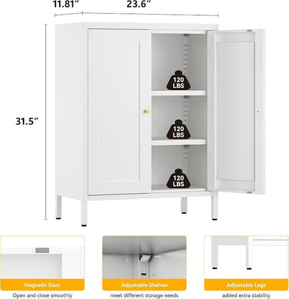 YAUWOH Metal Bathroom Storage Cabinet, Bathroom Floor Storage Cabinet - Image 3