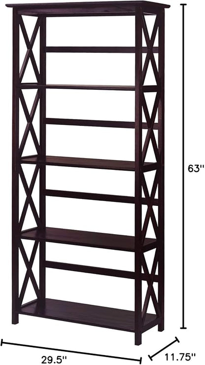 Montego 5-Shelf Bookcase-Espresso - Image 9