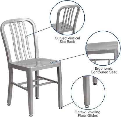 Flash Furniture Commercial Grade Silver Metal Indoor-Outdoor Chair - Image 4