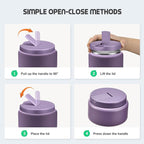 13.5oz Soup Thermo for Hot Food Kids with Buckle Lid Insulated Vacuum Food Jar Wide Mouth Leakproof Stainless Steel Lunch Container -Purple