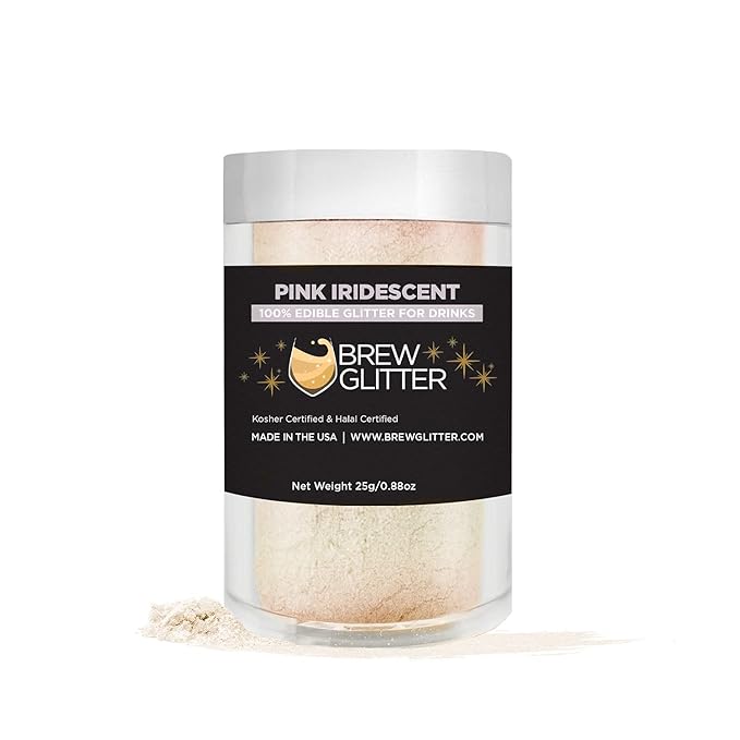 Pink Iridescent Brew Glitter Edible Glitter for Drinks, Cocktails, Beer, Garnish Glitter & Beverages | 100% Edible & Food Grade | Vegan, Gluten, Nut Free (25g, Pink Iridescent)