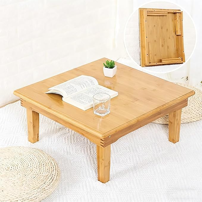 SH-tables Folding Japanese-Style Square Bamboo Table by Unknown