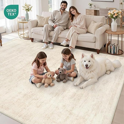 3x5 Area Rugs Living Room: Bedroom Washable Carpet Retro Beige | Large Vintage - Image 8