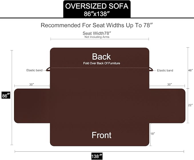 U-NICE HOME Large Sofa Cover Reversible Couch Cover, Light Blue/Beige | - Image 6