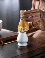 TANG PIN Matcha Set - Match Bowl and Whisk,15 OZ, Matcha Scoop | Matcha Whisk Stand (Chasen Holder) - 4pc Perfect Matcha Kit for Matcha Tea Ceremony (White)