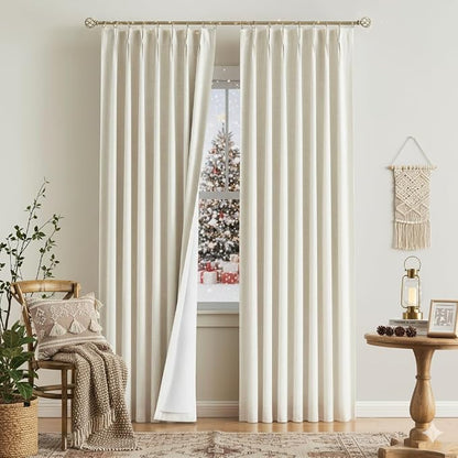 Vision Home Natural Pinch Pleated Full Blackout Curtains Linen Blended Room - Image 9