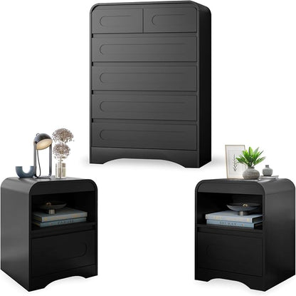 3 Piece Bedroom Set, Dresser and Nightstand Sets by SOLACEFURNITURE