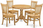 East West Furniture ANVA5-OAK-W 5 Piece Dining Set Includes a Round Dining Room by EastWestFurniture