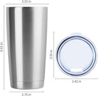 DOMICARE 20oz Stainless Steel Tumbler Bulk with Lid, Double Wall Vacuum Insulated Travel Mug, Powder Coated Coffee Cup, Stainless Steel, 1 Pack