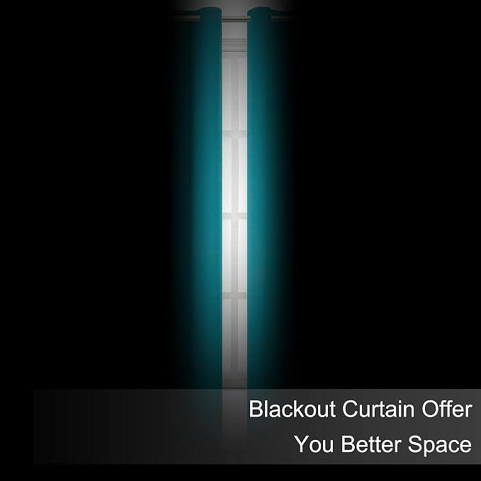 Blackout Curtains 66 x 95 inch/Teal Curtains Set of 2 Panels/Thermal Insulated - Image 3