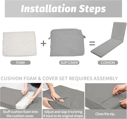 Outdoor Chaise Lounge Cushions for Patio, Lounge Chair Cushions, Waterproof - Image 5