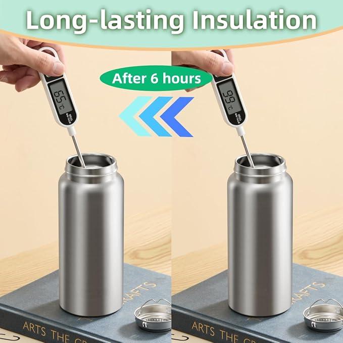 Vacuum Insulated Stainless Steel Water Bottle with Tea Infuser - Wide Mouth,BPA-Free, Leak- Proof,Keeps Cold 24H/ Hot 12H- Ideal for Travel,Office, Gym (12oz)
