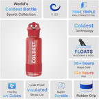 Coldest Insulated Water Bottle with Straw Lid - Stainless Steel Metal Insulated Bottle for Men & Women (Mars Red Glitter, 32 oz)