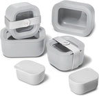 Caraway Mini Food Storage 11pc Set - Glass Storage Containers for Food - Non-Toxic Ceramic-Coated Glass - Air Release Technology - Compact & Stackable Design - Gray