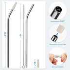 Repeatable Metal Straw with Silicone Tips for 40 oz Stanley Tumbler, 2 Pcs 40 oz Stainless Steel Straws Replacement for Stanley Tumbler, 1 Straw Brush, BPA Free（Cream Grey）