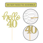 Gold Glitter 40th Birthday Cupcake Toppers 40th Birthday Celebrating Party Decorations - Set of 24