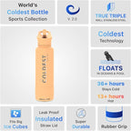 Coldest Insulated Water Bottle with Straw Lid - Stainless Steel Metal Insulated Bottle for Men & Women (Sahara Peach, 40 oz)