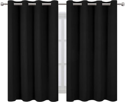 Black Thermal Blackout Curtains/52 x 54 Inch/Set of 2 Panels Room Darkening - Image 2