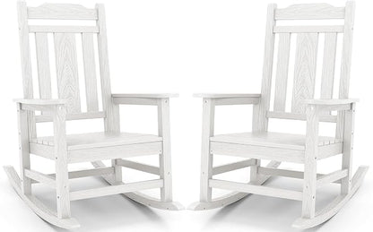SERWALL Oversized Outdoor Rocking Chair Set of 2, HDPE Outdoor Rocking Chair by SERWALL